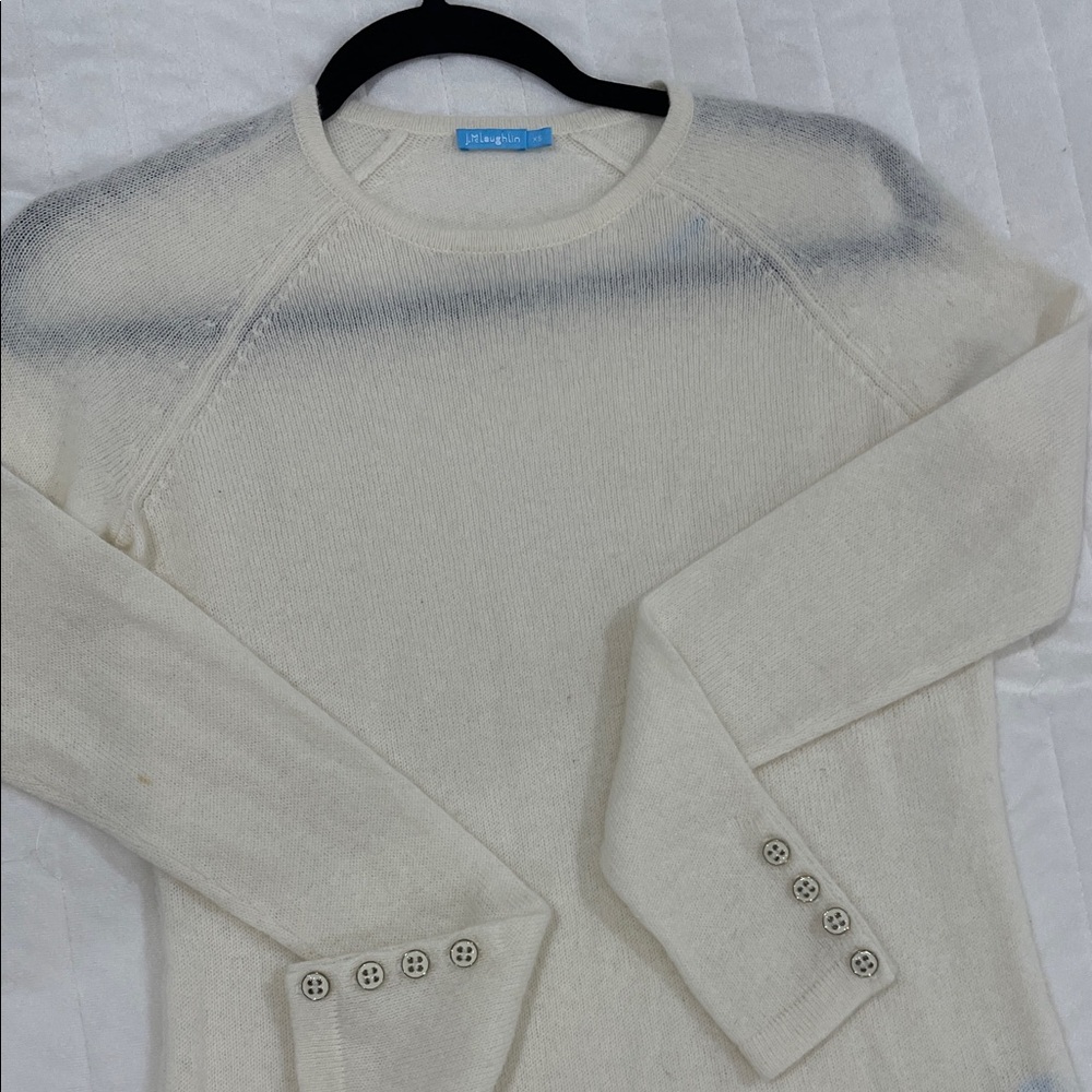 Cream Long Sleeve Sweater with Button Cuffs